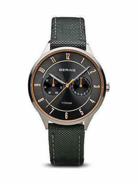 Ανδρικό Ρολόι 39mm Χρονογράφος Μπαταρίας με Μαύρο Υφασμάτινο Λουράκι
