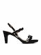 Maria Mare Suede Women's Sandals Black with Thin Medium Heel