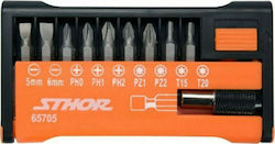 Sthor Set 10 Biți Șurubelniță Drept / Cruce / Torx Set