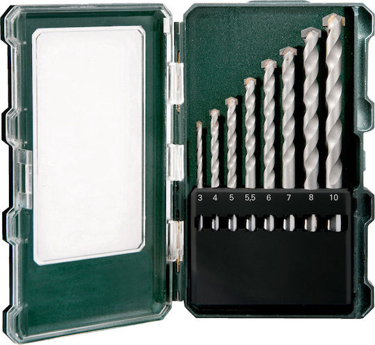 Metabo Set of 8 Drills Carbide with Cylindrical Shank for Masonry
