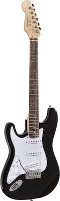 Soundsation Left-Handed Electric Guitar Rider Standard S with SSS Pickups Layout, Tremolo, Rosewood Fretboard in Black