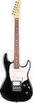 Godin Session LTD Electric Guitar Stratocaster with HSS Pickup Configuration Black High Gloss