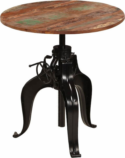 vidaXL Round Bar Table Made of Solid Wood and Metal Black 75x75x110cm