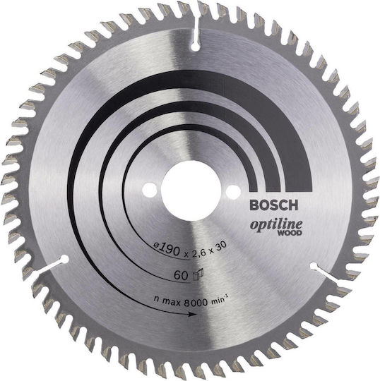 Bosch Optiline Wood Δίσκος Κοπής Ξύλου με 60 Δόντια 190mm