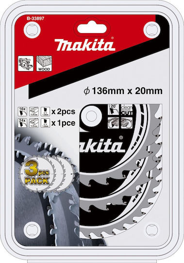 Makita Δίσκος Κοπής Ξύλου 136mm 3τμχ