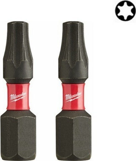 Milwaukee Σετ 2 Μύτες Κατσαβιδιού Torx / Αστέρι Torx Shockwave