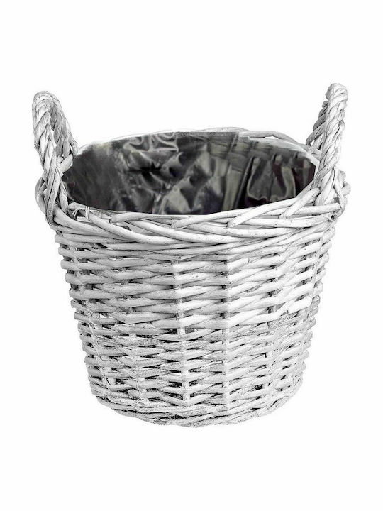 JK Home Decoration Set of Decorative Baskets Straw with Handles White 2pcs