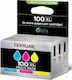 Lexmark 100XL Original Pack of 3 InkJet Printer Inks Yellow / Cyan / Magenta (14N0850B)
