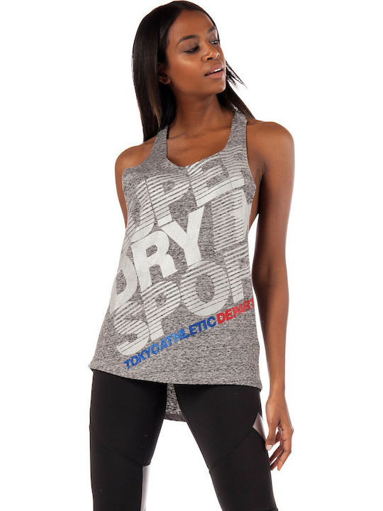 Superdry Sport Star Racer Damen Sportlich Bluse Ärmellos Gray