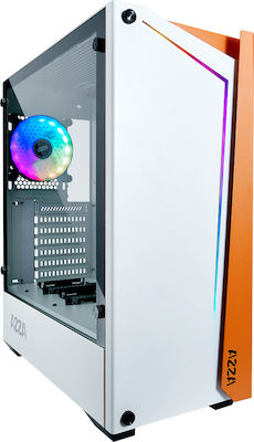 Azza Apollo 430 Gaming Midi Tower Computer Case with Window Panel and RGB Lighting White