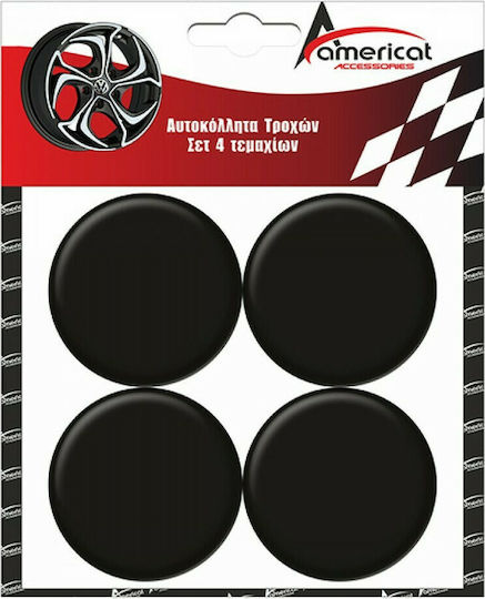 Americat Car Emblem Badges with Enamel Coating 6 x 6cm for Car Rims in Black Colour 4 Pieces