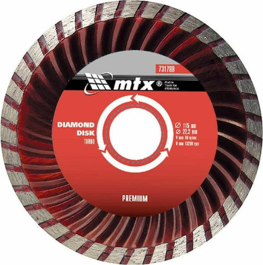 MTX Diamond Disc Dry Cutting Turbo 115mm Cutting Disc Construction Materials Hole Diameter 115mm 1pcs