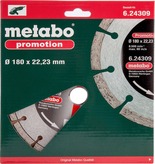 Metabo Διαμαντόδισκος Δομικών Υλικών 180mm Δίσκος Κοπής Δομικών Υλικών 180mm