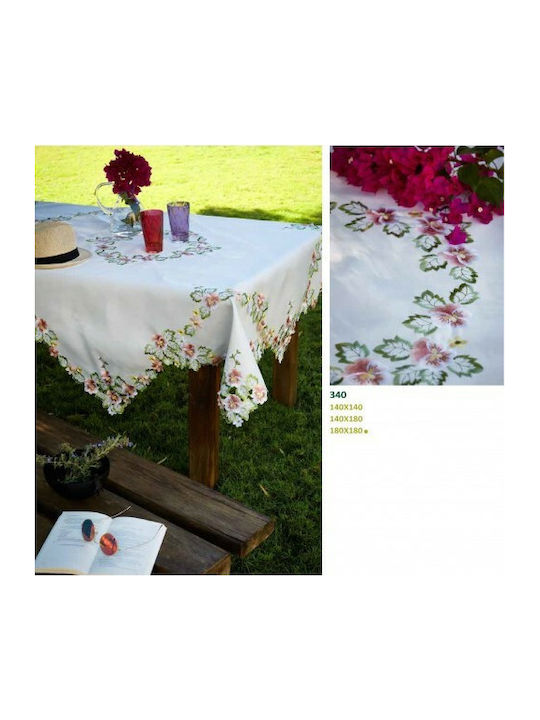 Whitegg Față de masă cu Broderie 340 Alb 140x140buc