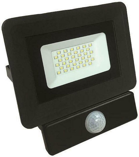 Eurolamp Watertight LED Flood Light 30W Natural White 4000K with Motion Sensor IP65