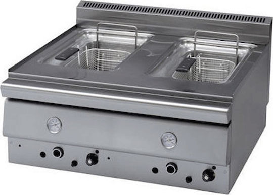 Panaritis Fryer Gas Double 14kW Capacity 2x8lt 80x70x34cm