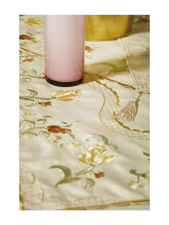 Whitegg 507-119 Polyester Tablecloth with Embroidery Set 7pcs Beige xcm