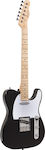 Soundsation Electric Guitar Twanger-M with S Pickups Layout, Maple Fretboard in Black