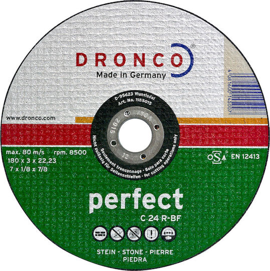 Dronco Cutting Disc for Stone C 24 R 180mm Cutting Disc Construction Materials Hole Diameter 180mm 1pcs