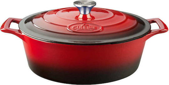 La Cuisine Flacher Topf aus Gusseisen 6.5Es / 32cm Red