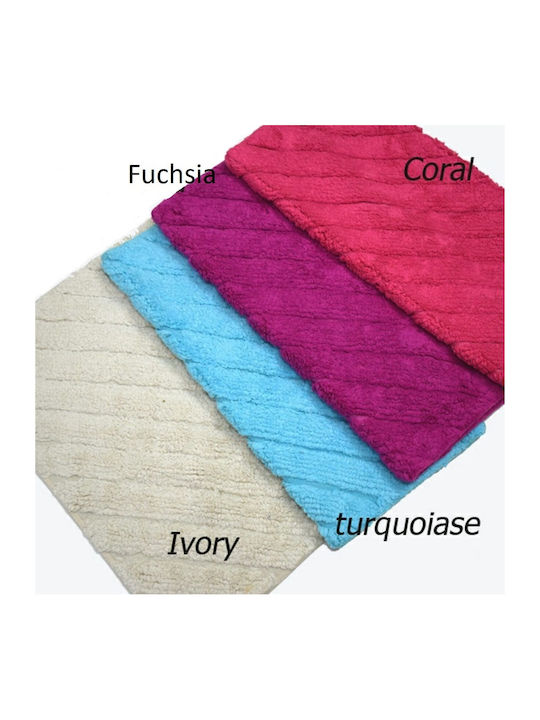 Palamaiki Bath Mat Cotton Stripes Turquoise 60x...