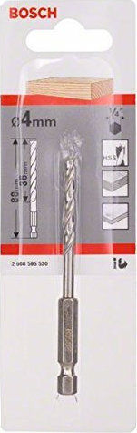 Bosch Drill HSS with Hexagonal Shank for Wood 4x88mm