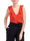 Vero Moda Wrap Sleeveless Bodysuit Slim Fit Red