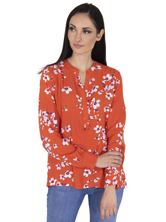 BYOUNG 'HAILEY' ASYMMETRICAL WOMEN'S SHIRT WITH 20805643-80041 (80041/RED FLOWER)