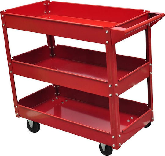 vidaXL Wheeled Metallic Tool Carrier 3 Slot W84xD41xH78cm