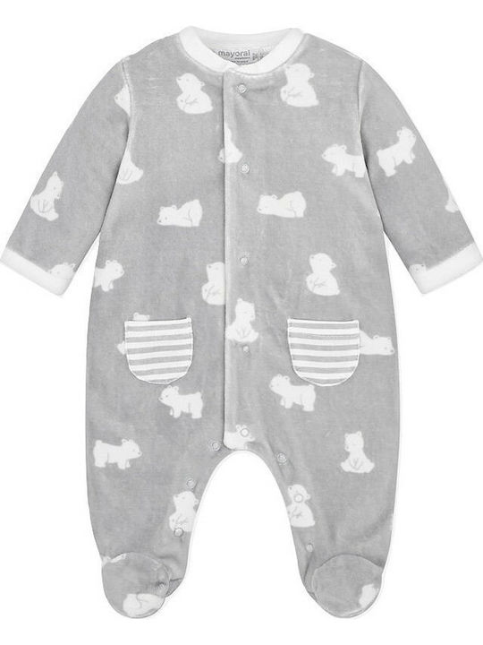 Mayoral Baby Bodysuit Long-Sleeved Velvet Gray