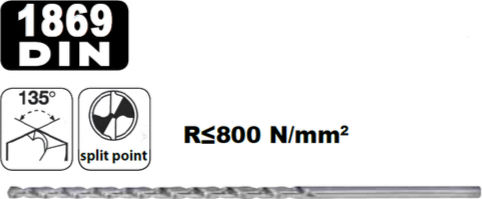 Helix Drill Bit Αέρος with Cylindrical Shank for Metal 3.5x165mm
