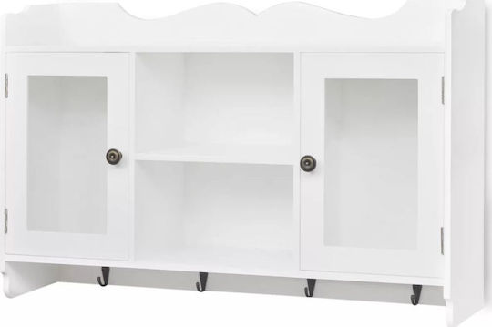 Wall Living Room Display Cabinet made of MDF with Glass White 68x17x44cm