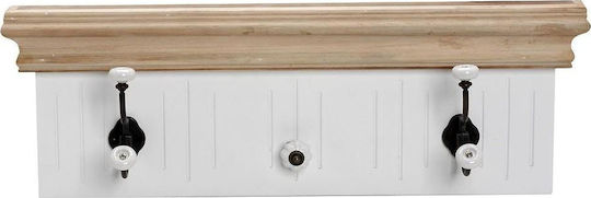 Espiel Antique Wall Hanger Wooden 3 Hooks White 58.5x10x10cm