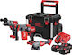 Milwaukee M18 FPP4A-503P Set Angle Wheel & Impact Drill Driver & Impact Screwdriver & Hammer 18V with 3 Batteries 5Ah and Case