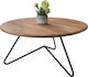 Round Coffee Table Boral made of Solid Wood Beige L83xW83xH40cm