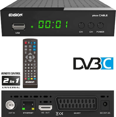 Edision Picco Cable Ψηφιακός Δέκτης Mpeg-4 Full HD (1080p) με Λειτουργία PVR (Εγγραφή σε USB) Σύνδεσεις SCART / HDMI / USB