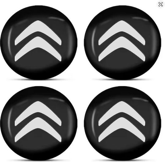 Adhesive Badges with Enamel Coating Citroen 5.5cm for Car Rims in Black Colour 4pcs