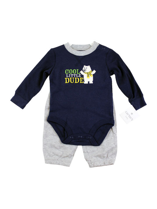 Carter's Baby Bodysuit Set Long-Sleeved with Pants Navy Blue 2pcs