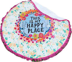 Natural Life This Is My Happy Place Beach Towel Round Diameter 150cm.
