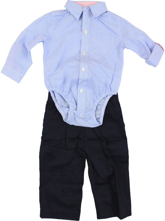 Carter's Baby Bodysuit Set Long-Sleeved with Pants Light Blue 2pcs