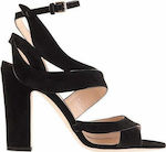 JIMMY CHOO Ladies Shoes FALCON 100 SUE - BLACK - Δέρμα