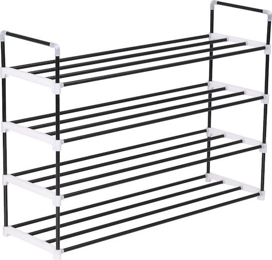 Plastik Schuhschrank mit 4 Regalen Schwarz L91xW29xH74cm