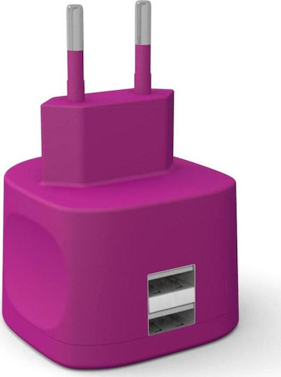 Φορτιστής Χωρίς Καλώδιο με 2 Θύρες USB-A Ροζ (USBMCFRESHEU3PI)