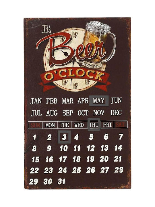 Espiel Wooden Wall Sign Beer O'Clock 25x0.5x40cm