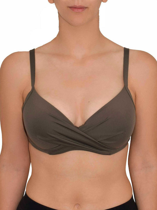 Blu4u Padded Underwire Bikini Bra with Adjustable Straps Khaki