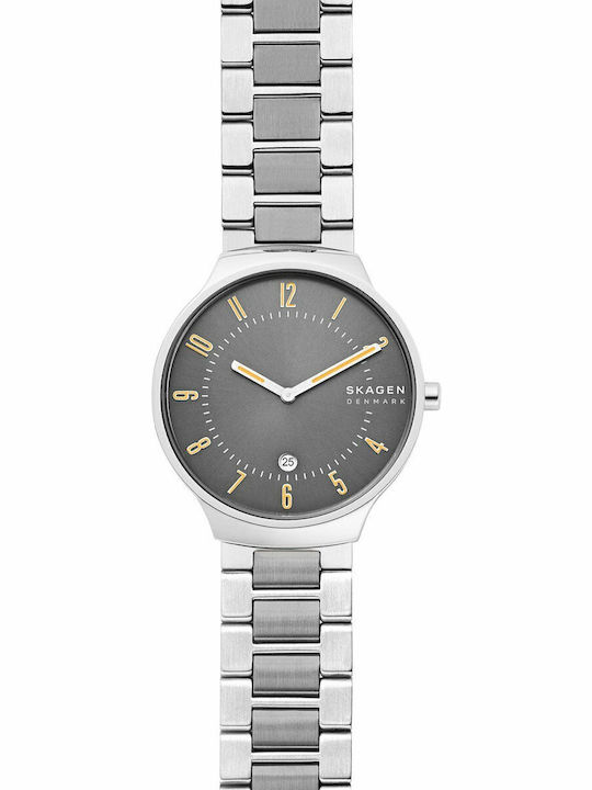 Skagen Grenen Ceas Bărbați 38mm Baterie Cu Brățară Din Metal Argintie