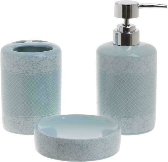 Click Ceramic Bathroom Accessory Set Light Blue 3pcs