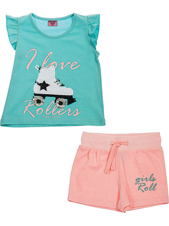 Funky Kids Set with Shorts Summer 2pcs Turquoise