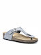 Naturelle Leather Women's Flat Sandals Anatomic in Silver Color