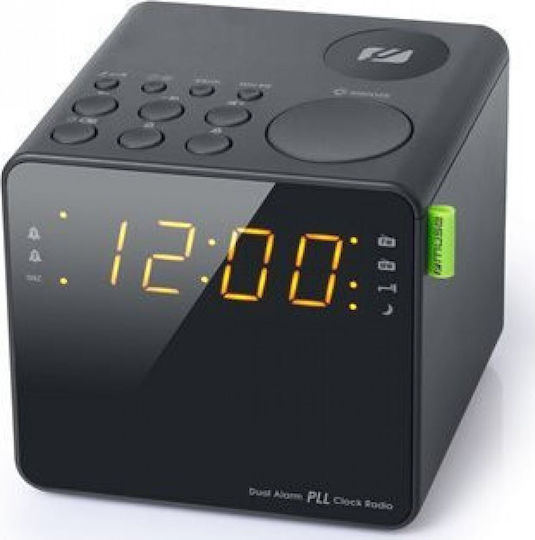 Muse 230121 Tischuhr Digital LED mit Wecker & Tischradio Schwarz M-187CR
